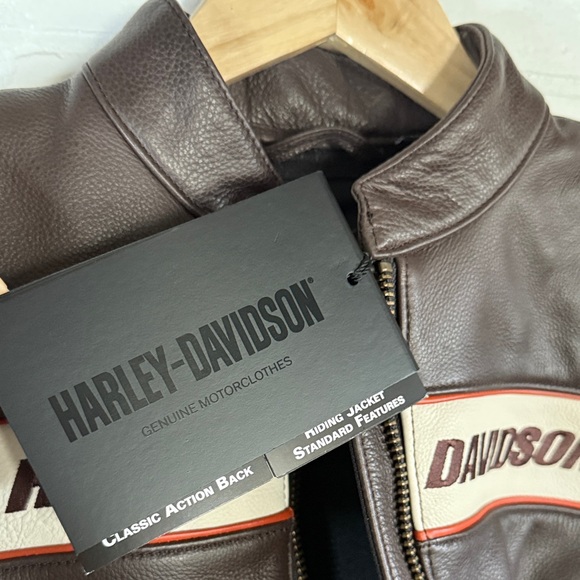 Harley-Davidson Women's Victory Lane Leather Brown Jacket Size Small NWT - Picture 12 of 14